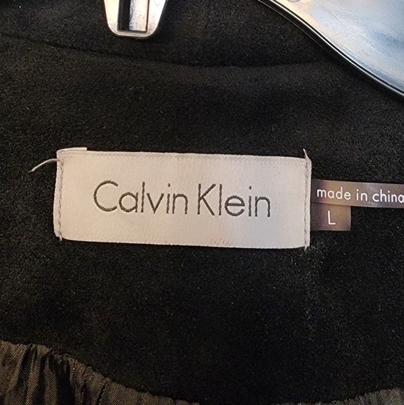 Calvin Klein Black Lined Faux Suede Cropped Open Front Blazer Large - Picture 4 of 4